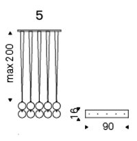 5 - (CON 5 PARALUMI) - L 90 x P 16 x H 34 cm