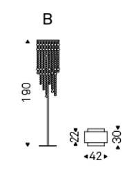 B - L 42 x P 30 x H 190 cm