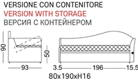 2 POSTI - VERSIONE CON CONTENITORE L196 xP93xH93cm - MAT L80xP190xH16cm