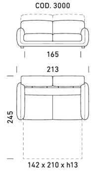 3 POSTI - L213xP110xH82cm - MAT L142xP210xH13cm