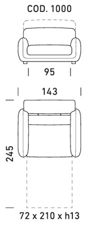 POLTRONA - L143xP110xH82cm - MAT L72xP210xH13cm