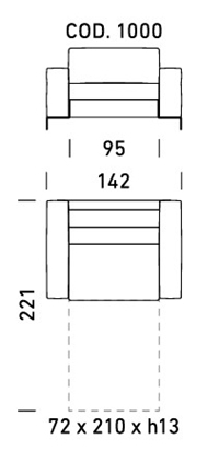 POLTRONA - L142xP105xH86cm - MAT L72xP210xH13cm