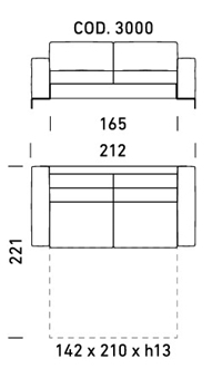 3 POSTI - L212xP105xH86cm - MAT L142xP210xH13cm