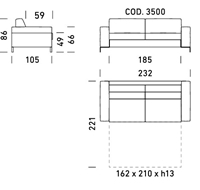 3 POSTI MAXI - L232xP105xH86cm - MAT L162xP210xH13cm