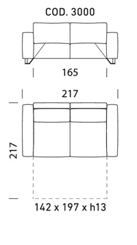 3 POSTI - L217xP119xH94cm - MAT L142xP197xH13cm