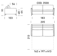 3 POSTI MAXI - L205xP103xH64cm - MAT L162xP197xH13cm