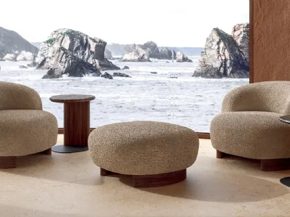 Pouf in tessuto e legno Pebble Big di Nature Design