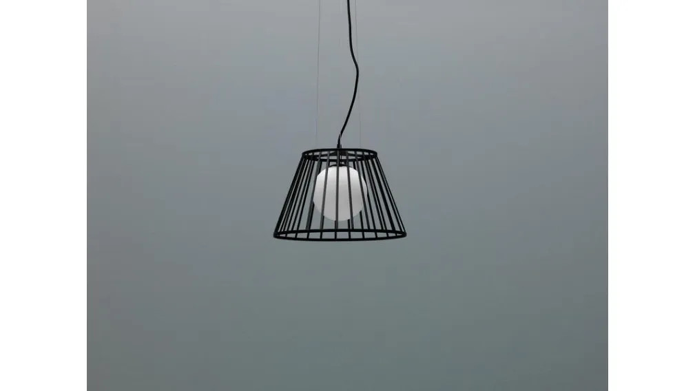 Lampada a sospensione Cage in metallo Nero di Stones