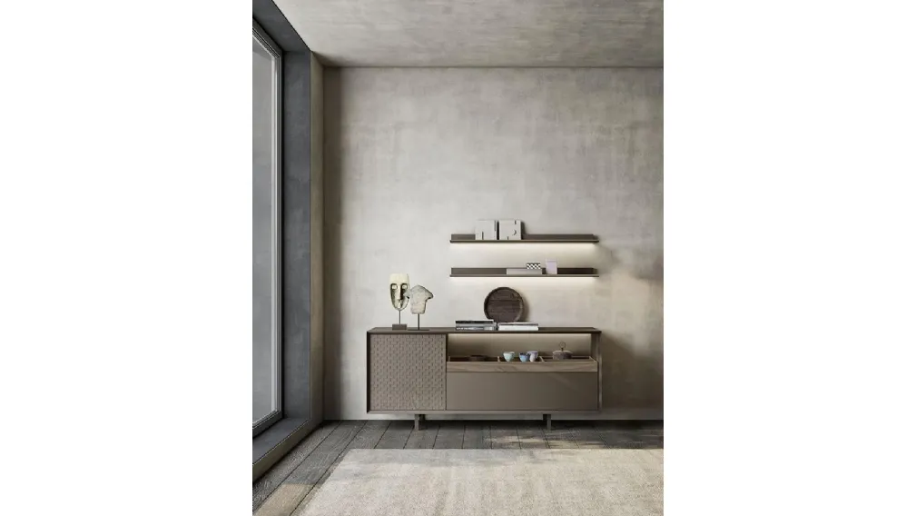 Madia Horizon Zen 1030 in laccato e legno intarsiato di Mobilgam