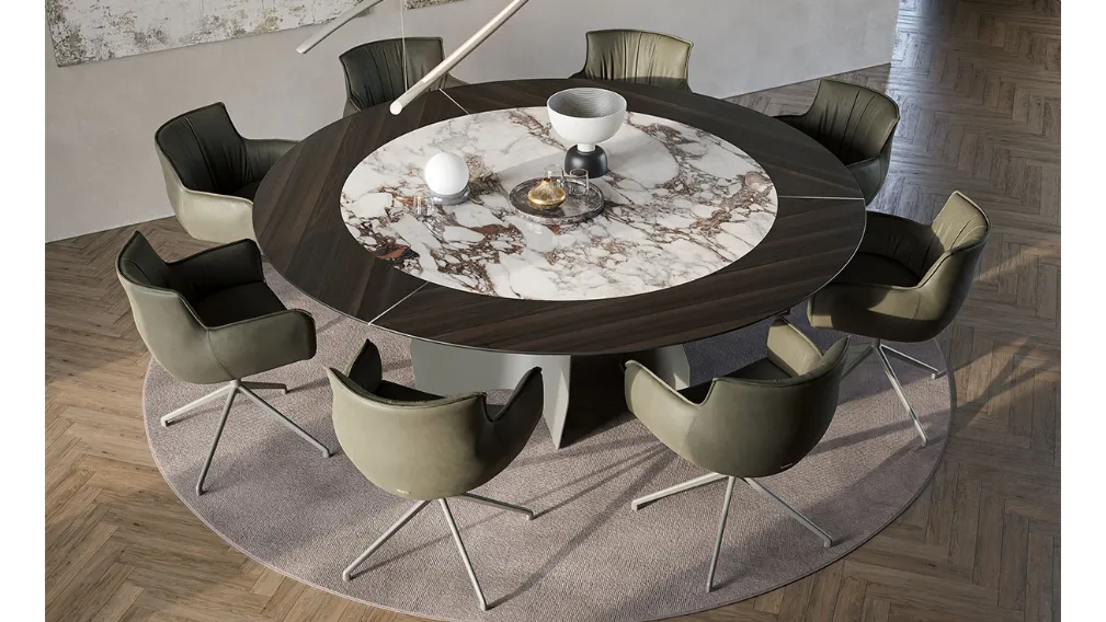 Tavolo con top in legno e ceramica Senator Ker-Wood Round di Cattelan Italia